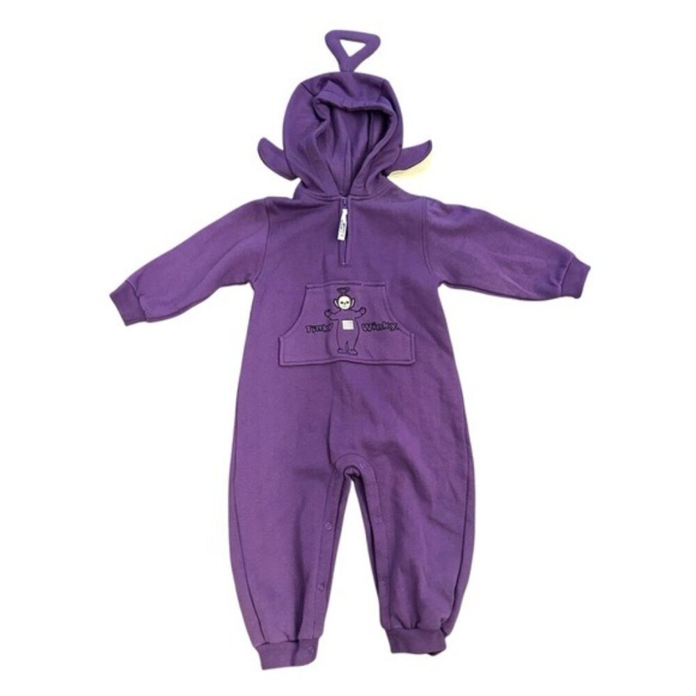 Rare NWT Vintage 1999 Teletubbies Tinky Winky Toddler Hooded Romper Size 3T